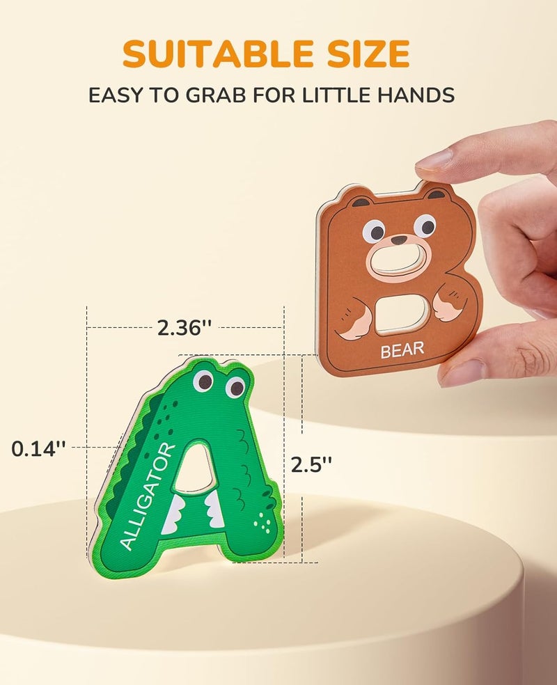 JoyCat Wooden Thick Alphabet Magnets for Toddlers Fridge Large Size Cute Animal Colorful ABC Magnetic Letters 26 Uppercase Letters Educational Toy Set for Kids Toddlers Preschool Learning Spelling - Image 5
